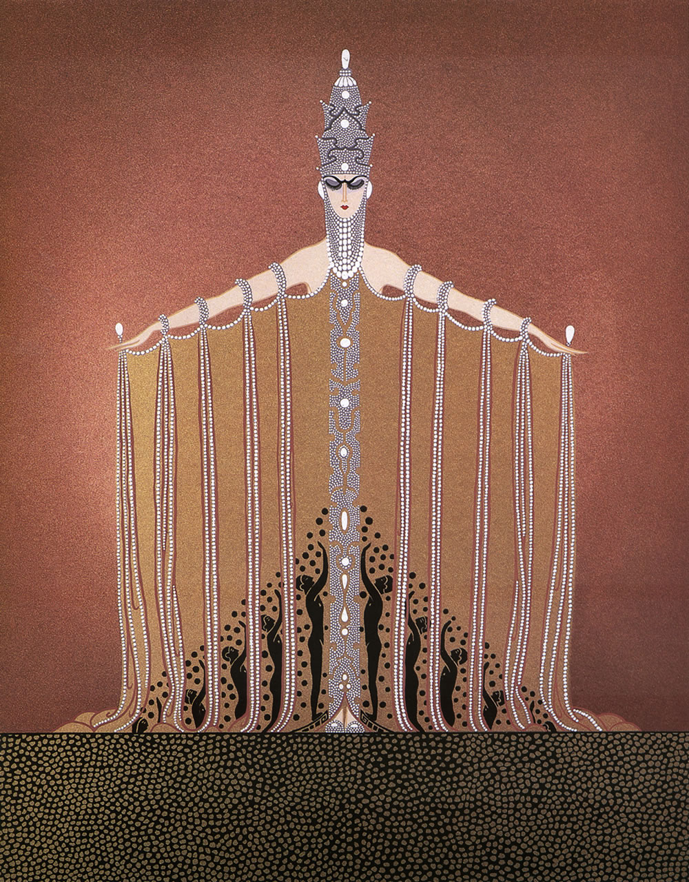 Erté, Adoration (1986). Art Deco masterpiece."Erté Adoration 1986 serigraph, limited edition embossed Art Deco artwork, available for collectors."